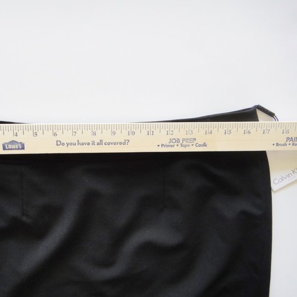 Black Straight Skirt Lined Pocket Light Stretch - Picture 2 of 9